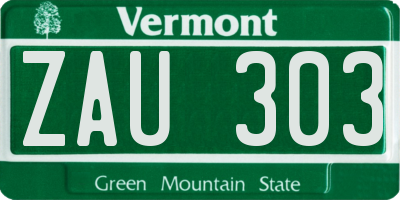 VT license plate ZAU303