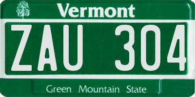 VT license plate ZAU304