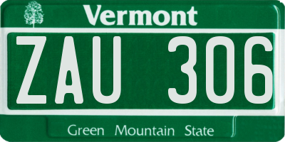VT license plate ZAU306
