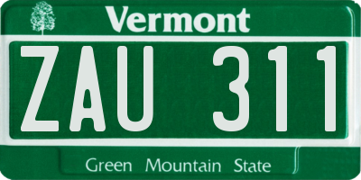 VT license plate ZAU311