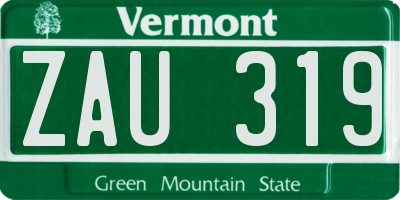 VT license plate ZAU319