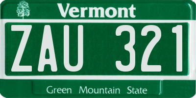 VT license plate ZAU321