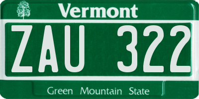 VT license plate ZAU322