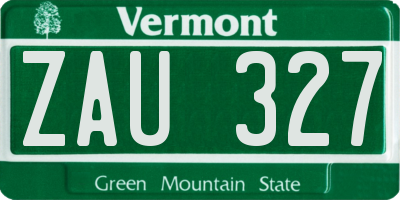 VT license plate ZAU327