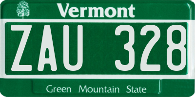 VT license plate ZAU328