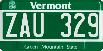 VT license plate ZAU329