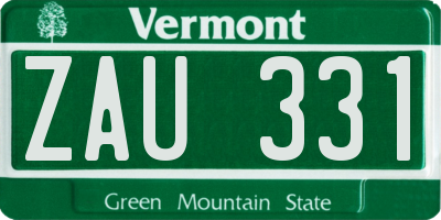 VT license plate ZAU331