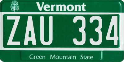 VT license plate ZAU334