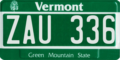 VT license plate ZAU336