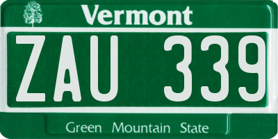VT license plate ZAU339