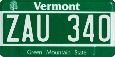 VT license plate ZAU340