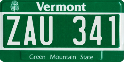 VT license plate ZAU341