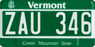 VT license plate ZAU346