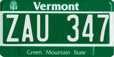 VT license plate ZAU347