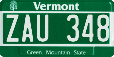 VT license plate ZAU348