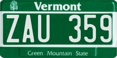 VT license plate ZAU359