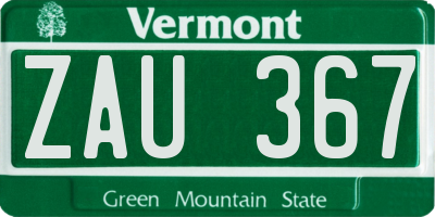 VT license plate ZAU367