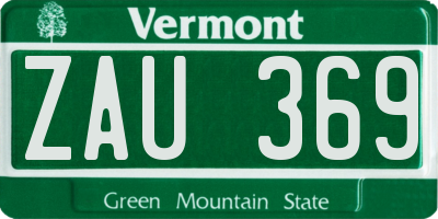 VT license plate ZAU369