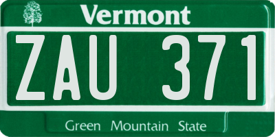 VT license plate ZAU371
