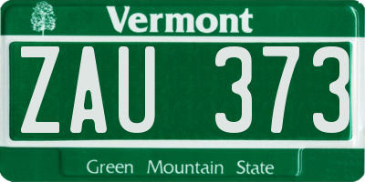 VT license plate ZAU373
