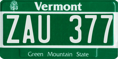 VT license plate ZAU377