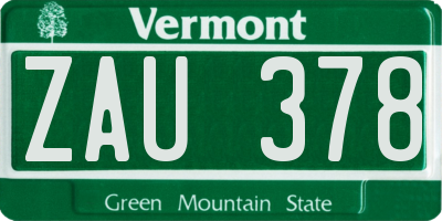 VT license plate ZAU378