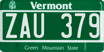 VT license plate ZAU379