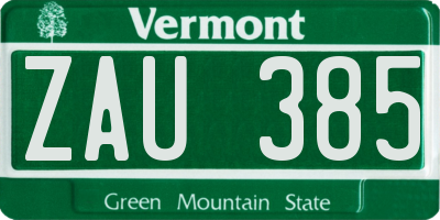 VT license plate ZAU385