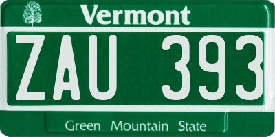 VT license plate ZAU393