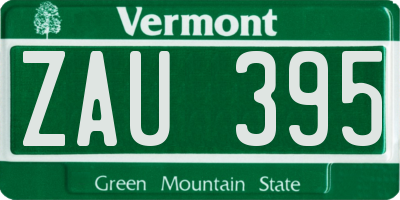 VT license plate ZAU395
