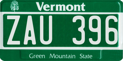 VT license plate ZAU396