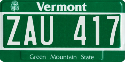 VT license plate ZAU417
