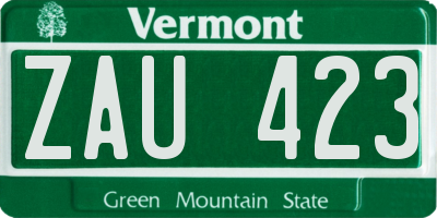 VT license plate ZAU423