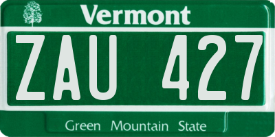 VT license plate ZAU427