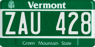 VT license plate ZAU428