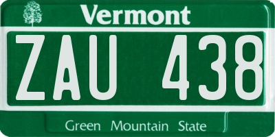 VT license plate ZAU438