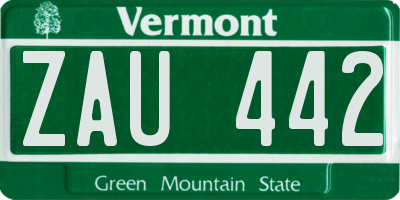 VT license plate ZAU442
