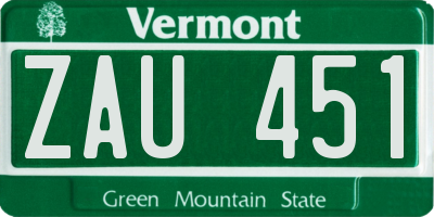 VT license plate ZAU451