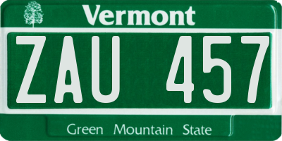VT license plate ZAU457