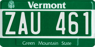 VT license plate ZAU461