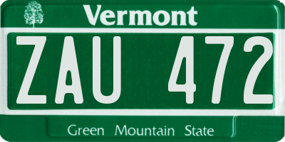 VT license plate ZAU472