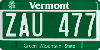 VT license plate ZAU477