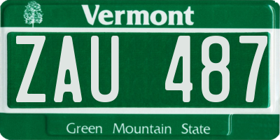 VT license plate ZAU487