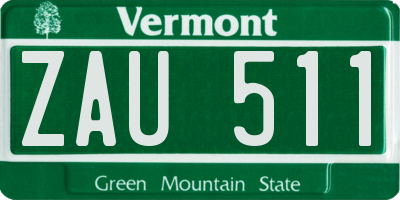 VT license plate ZAU511