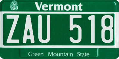VT license plate ZAU518