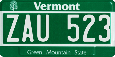 VT license plate ZAU523