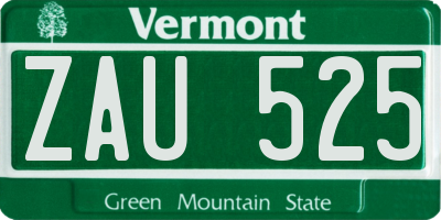 VT license plate ZAU525