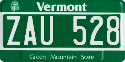 VT license plate ZAU528