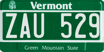 VT license plate ZAU529