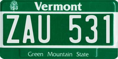 VT license plate ZAU531